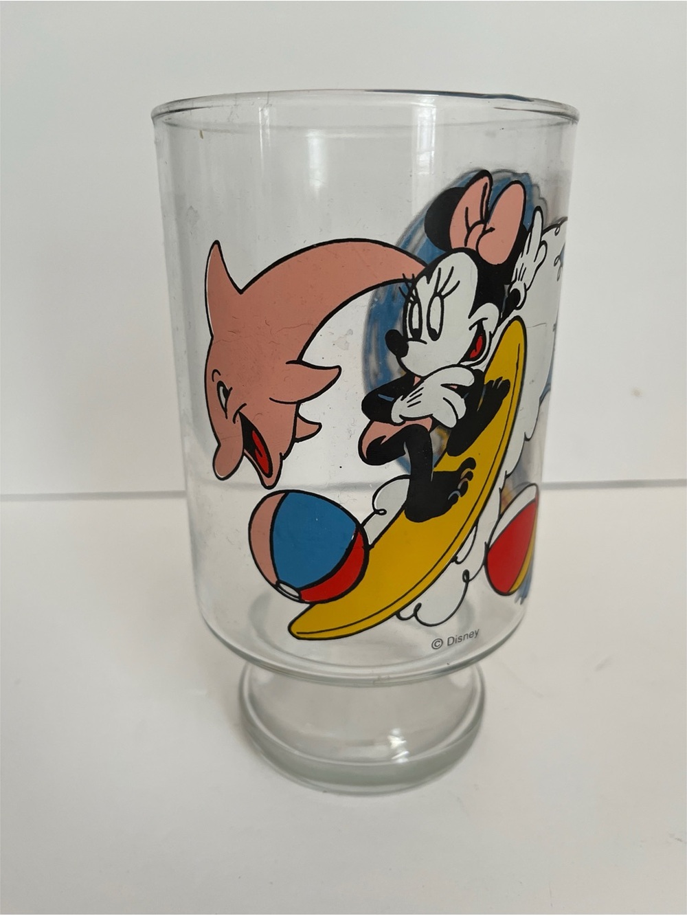 Vintage Disney Mickey and Minnie Surfing Glass Tumbler
